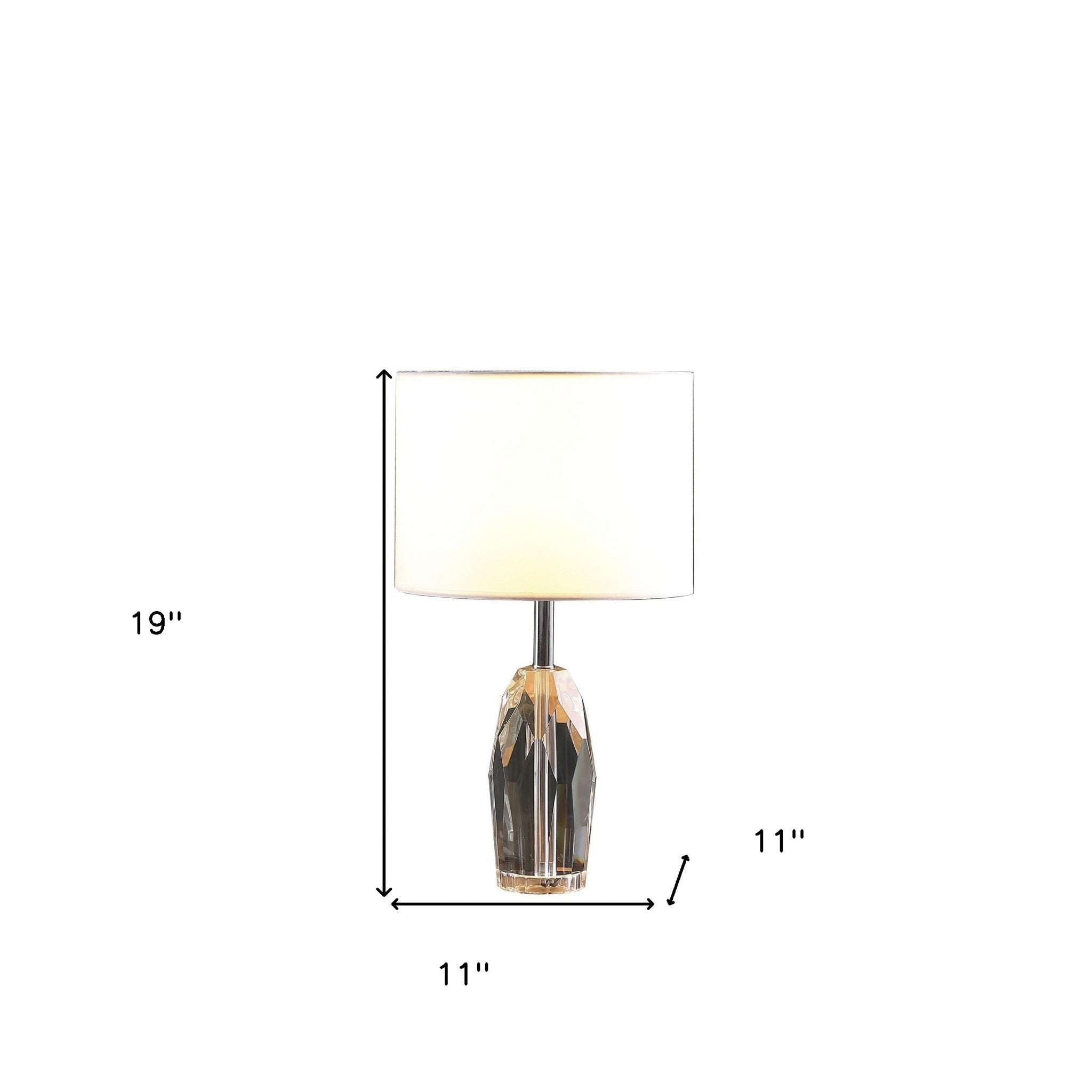 19" Chrome and Faceted Crystal Urn Table Lamp With White Drum Shade - Homeroots - Flyclothing LLC