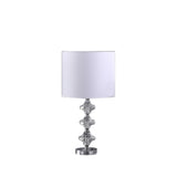 23" Silver Crystal Geometric Table Lamp With White Classic Drum Shade - Homeroots