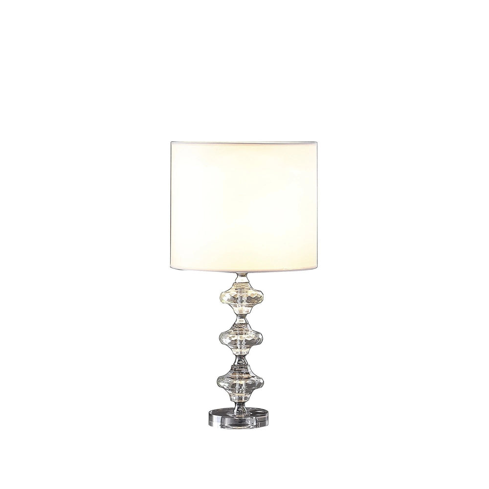 23" Silver Crystal Geometric Table Lamp With White Classic Drum Shade - Homeroots