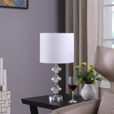 23" Silver Crystal Geometric Table Lamp With White Classic Drum Shade - Homeroots