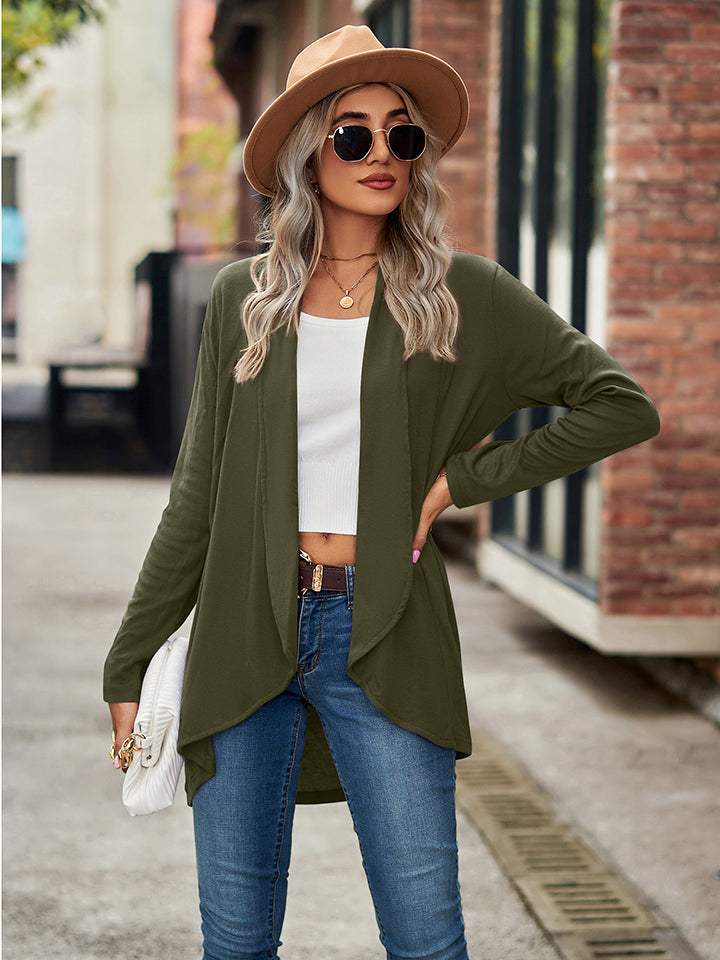 Open Front Long Sleeve Cardigan - Trendsi - Flyclothing LLC