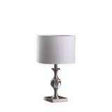 20" Silver Bedside Table Lamp With White Drum Shade - Homeroots