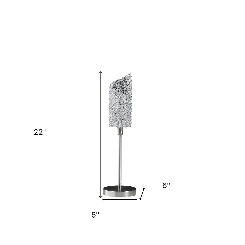 22" Silver Bedside Table Lamp With White Swirl Novelty Shade - Homeroots
