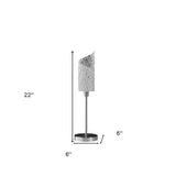 22" Silver Bedside Table Lamp With White Swirl Novelty Shade - Homeroots