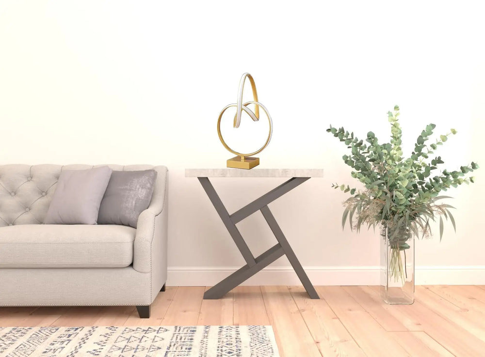 19" Gold Metal Abstract Geo LED Table Lamp - Homeroots