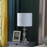 23" Silver Crystal Standard Table Lamp With White Classic Drum Shade Table Lamp - Homeroots - Flyclothing LLC
