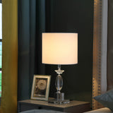 23" Silver Crystal Standard Table Lamp With White Classic Drum Shade Table Lamp - Homeroots - Flyclothing LLC