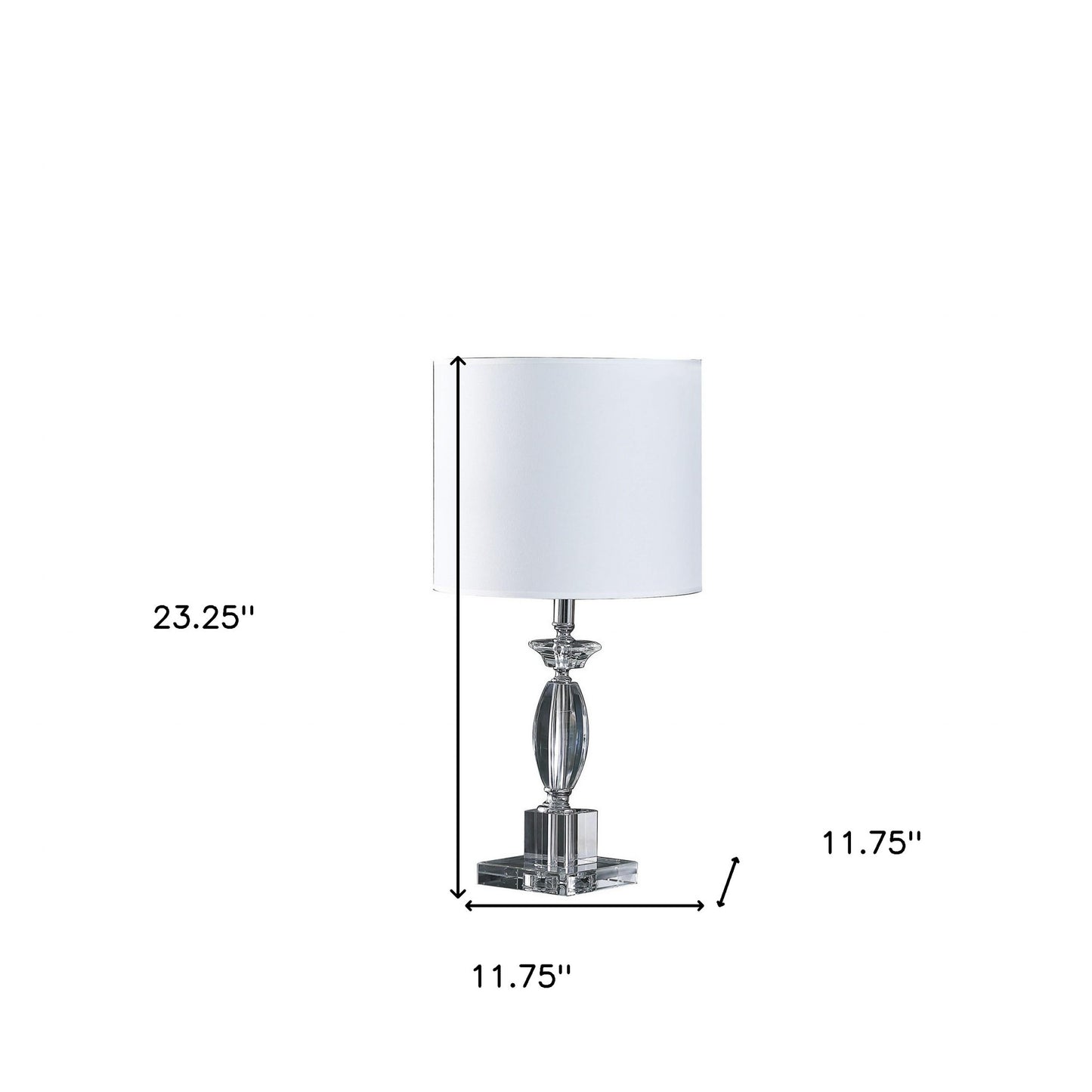 23" Silver Crystal Standard Table Lamp With White Classic Drum Shade Table Lamp - Homeroots - Flyclothing LLC