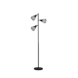 66" Black Three Light Tree Floor Lamp With Black Metal Cage Shade - Homeroots