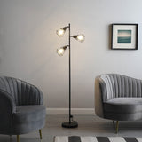 66" Black Three Light Tree Floor Lamp With Black Metal Cage Shade - Homeroots - Flyclothing LLC