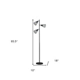 66" Black Three Light Tree Floor Lamp With Black Metal Cage Shade - Homeroots - Flyclothing LLC