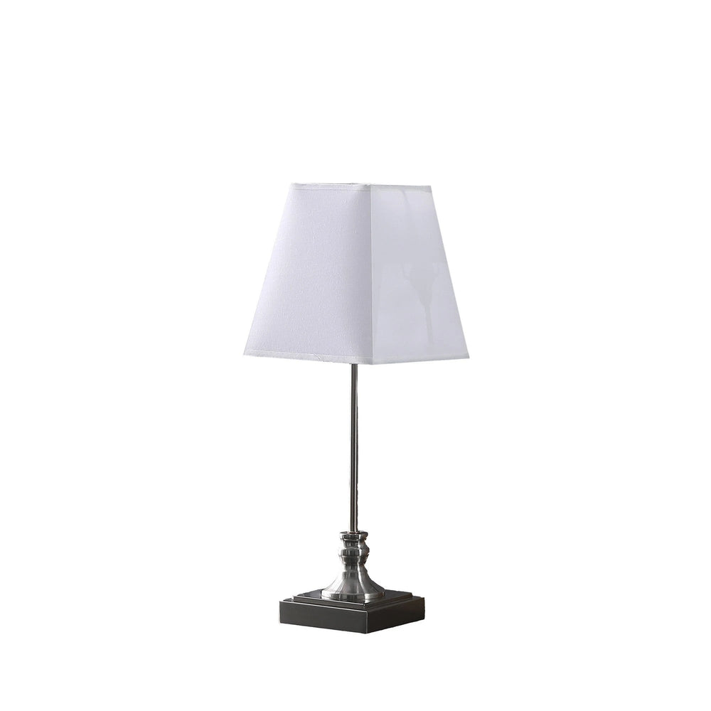 19" Silver Bedside Table Lamp With White Empire Shade - Homeroots