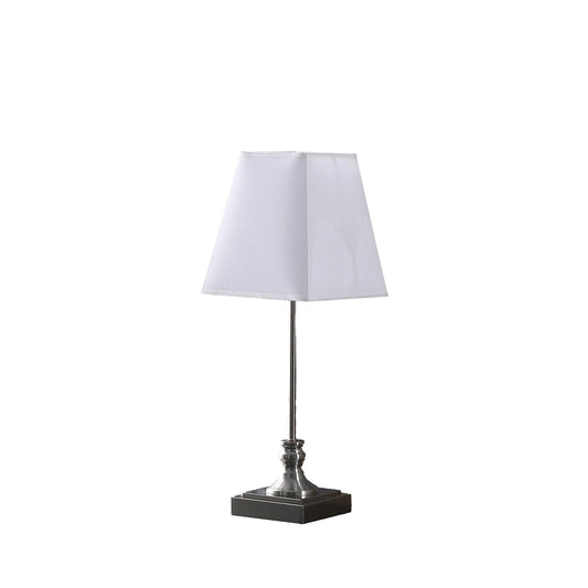 19" Silver Bedside Table Lamp With White Empire Shade - Homeroots