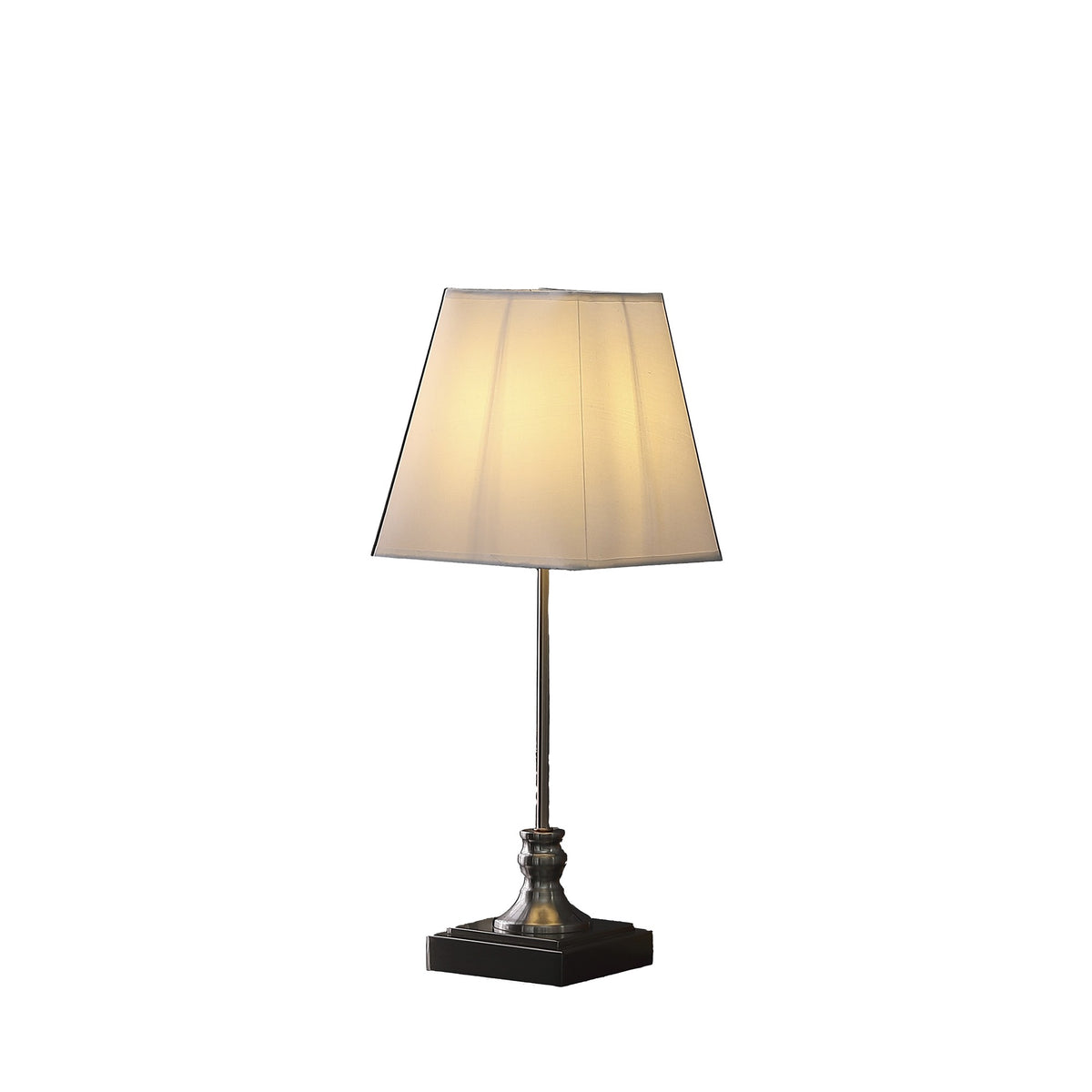 19" Silver Bedside Table Lamp With White Empire Shade - Homeroots - Flyclothing LLC