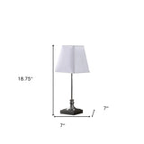 19" Silver Bedside Table Lamp With White Empire Shade - Homeroots - Flyclothing LLC