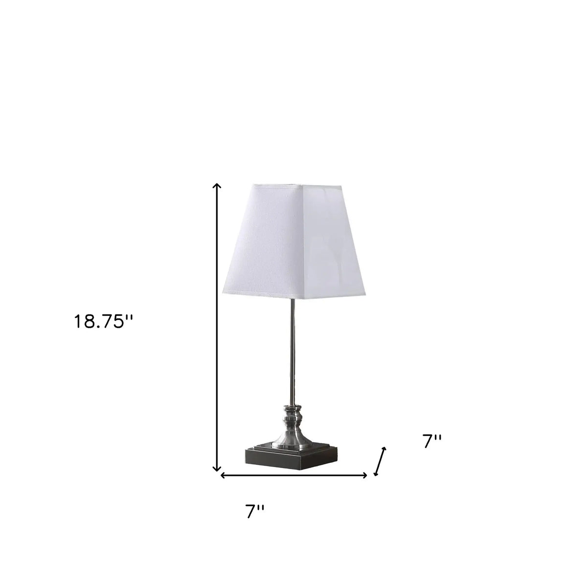 19" Silver Bedside Table Lamp With White Empire Shade - Homeroots - Flyclothing LLC