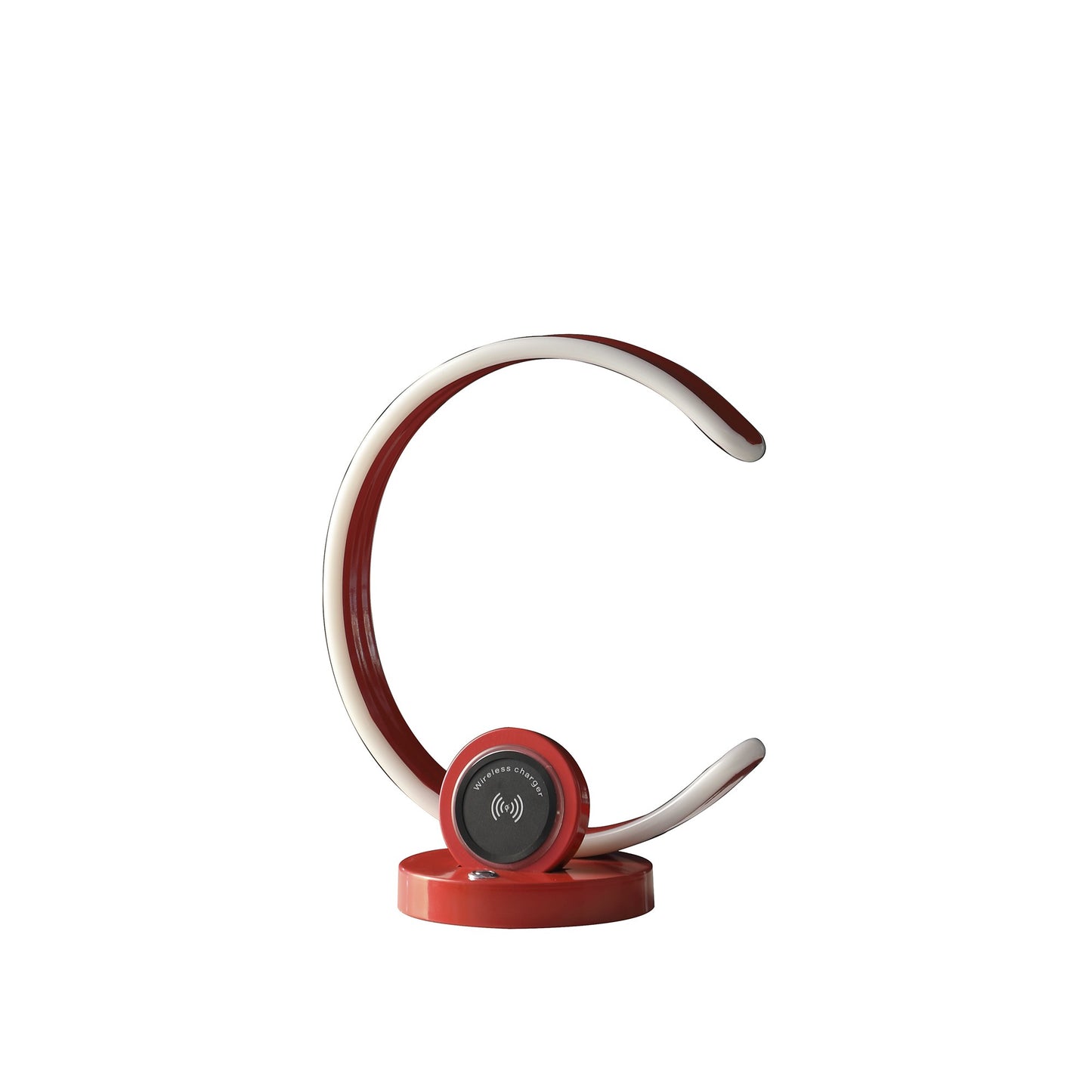 13" Red Contempo C Shape LED with USB Desk or Table Lamp - Homeroots - Flyclothing LLC