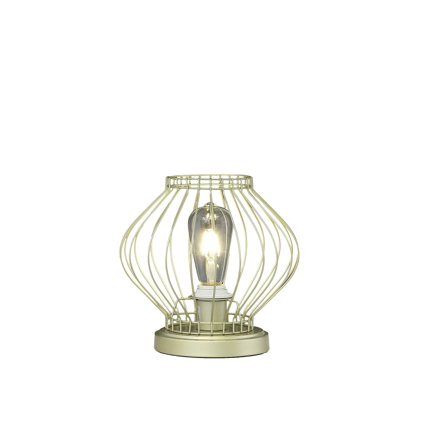 10" Gold Bedside Table Lamp With Gold Cage Shade - Homeroots - Flyclothing LLC