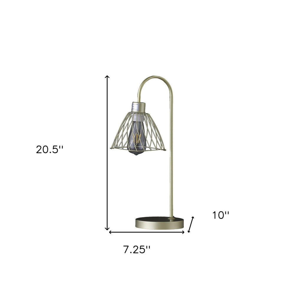 21" Gold Bedside Table Lamp With Gold Cage Shade - Homeroots - Flyclothing LLC