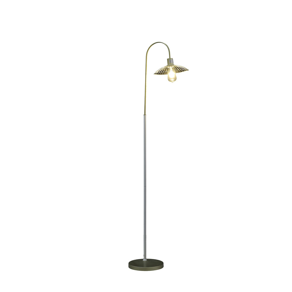 64" Gold Arched Floor Lamp With Gold Metal Cage Shade - Homeroots