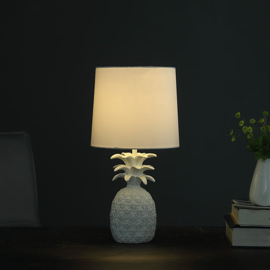 17" White Bedside Table Lamp With White Empire Shade - Homeroots