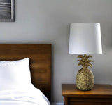 17" Gold Bedside Table Lamp With White Empire Shade - Homeroots