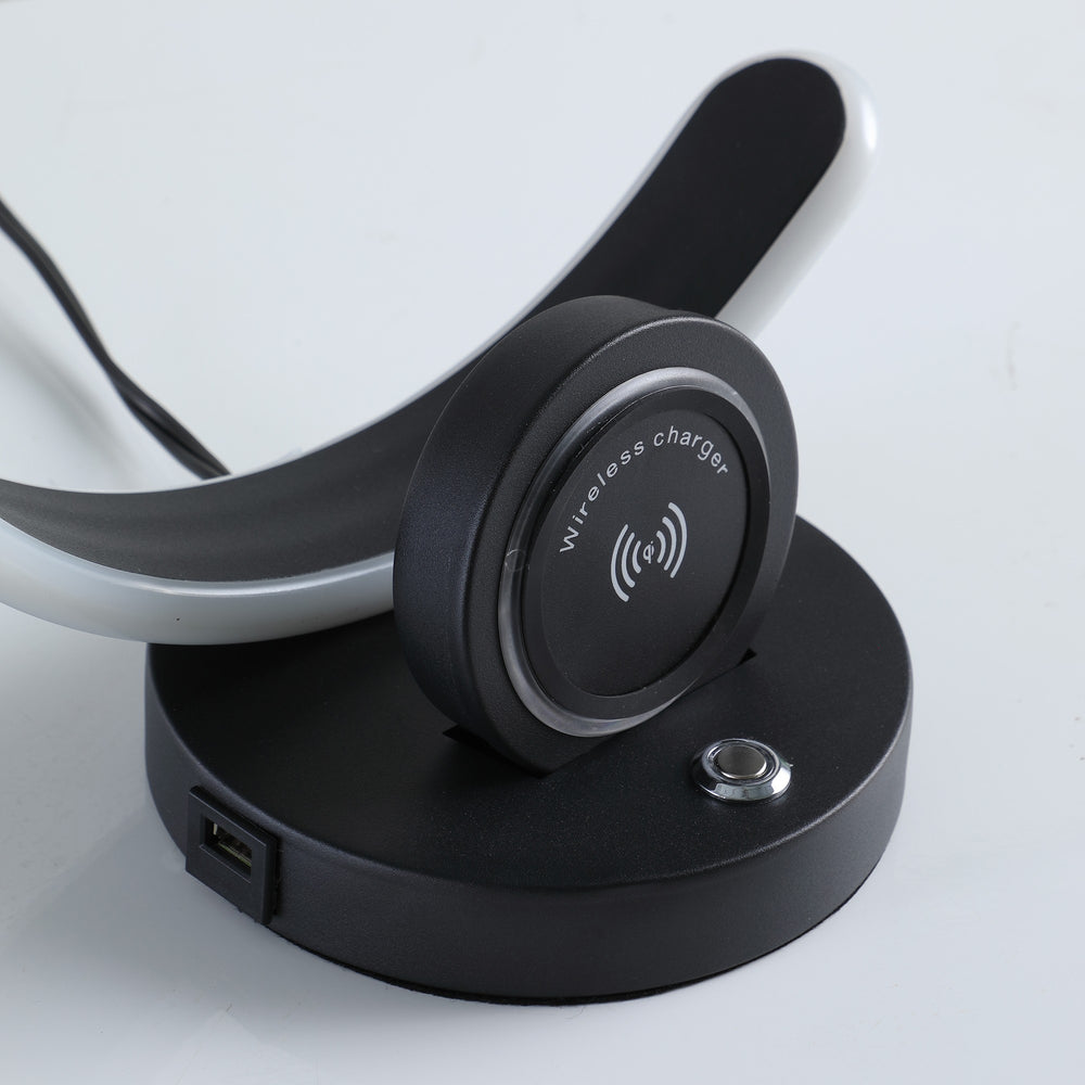 13" Black Contempo Shape LED with USB Desk or Table Lamp - Homeroots - Flyclothing LLC