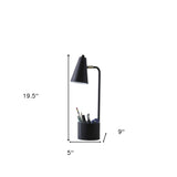 20" Black Desk Table Lamp With Black Cone Shade - Homeroots