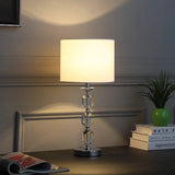 21" Silver Bedside Table Lamp With White Drum Shade - Homeroots