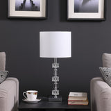 20" Silver Bedside Table Lamp With White Drum Shade - Homeroots - Flyclothing LLC