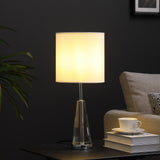 22" Silver Bedside Table Lamp With White Drum Shade - Homeroots