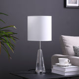 22" Silver Bedside Table Lamp With White Drum Shade - Homeroots