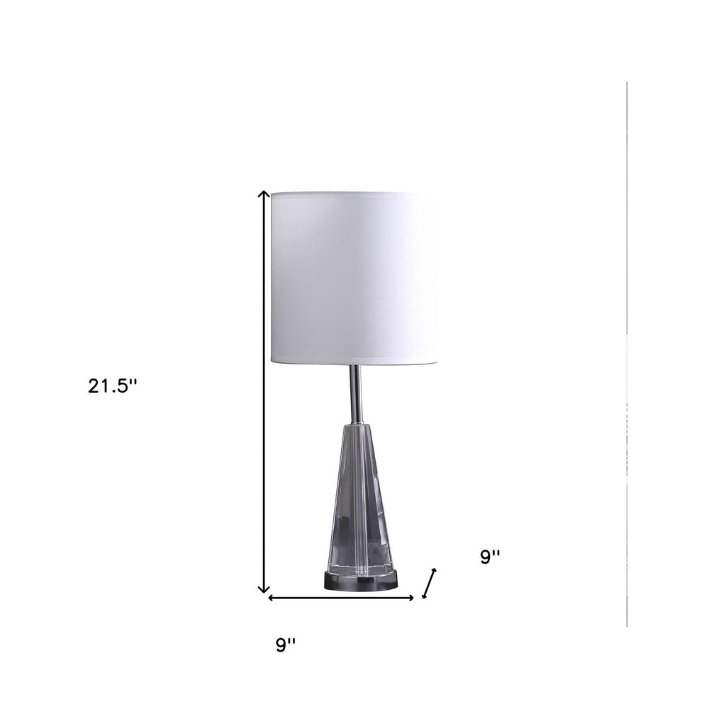 22" Silver Bedside Table Lamp With White Drum Shade - Homeroots