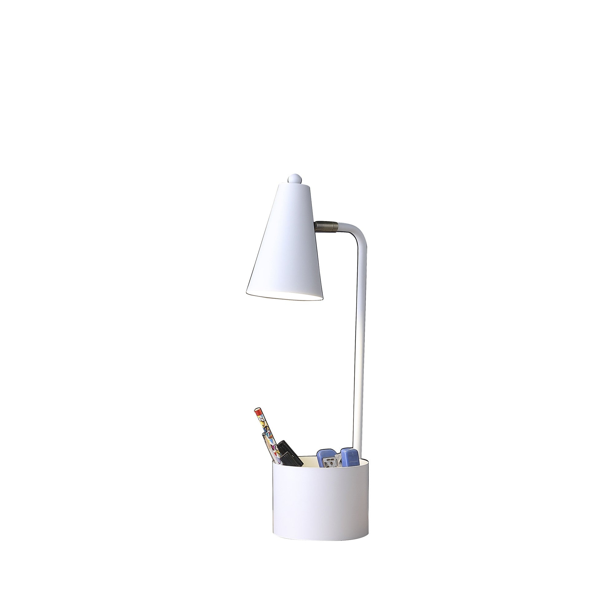 20" Compact White Student Metal Desk Lamp - Homeroots - Flyclothing LLC