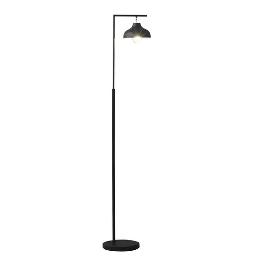 63" Black LED Arc Floor Lamp With Black Metal Bowl Shade - Homeroots