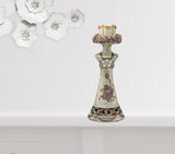 Set of 2 Beige And Brown Vintage Pillar Tabletop Candle Holders - Homeroots - Flyclothing LLC