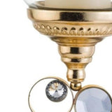 18" Gold and Faux Crystal Bling Tabletop Hurricane Candle Holder - Homeroots