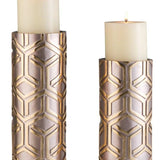 Set Of Two Gold Tabletop Pillar Candle Holders - Homeroots - Flyclothing LLC