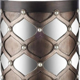 31" Bronze and Silver with Pearls Floor Hurricane Candle Holder - Homeroots