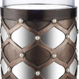 22" Bronze and Silver with Pearls Tabletop Hurricane Candle Holder - Homeroots - Flyclothing LLC