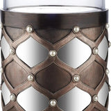 22" Bronze and Silver with Pearls Tabletop Hurricane Candle Holder - Homeroots