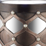 22" Bronze and Silver with Pearls Tabletop Hurricane Candle Holder - Homeroots