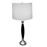 30" Black Solid Wood Bedside Table Lamp With White Shade - Homeroots