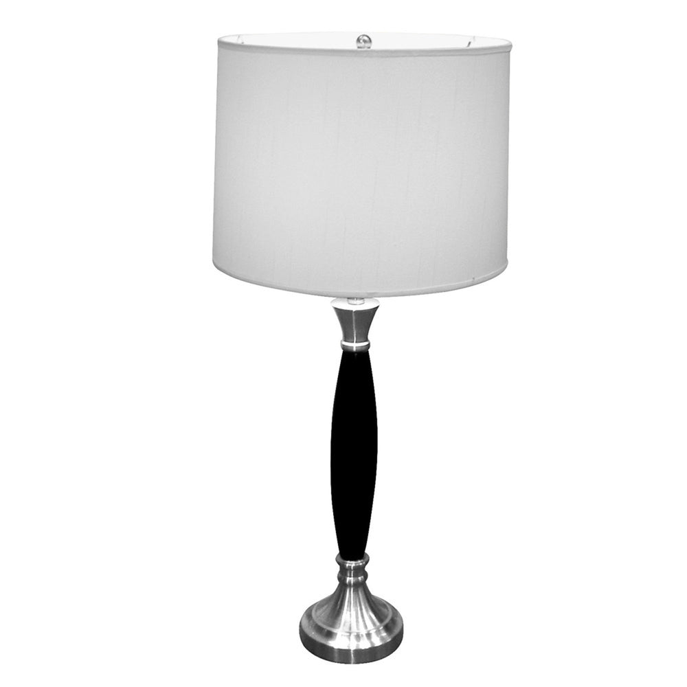 30" Black Solid Wood Bedside Table Lamp With White Shade - Homeroots
