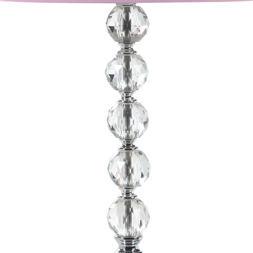22" Crystal With Pink And White Dot Shade Table Lamp - Homeroots