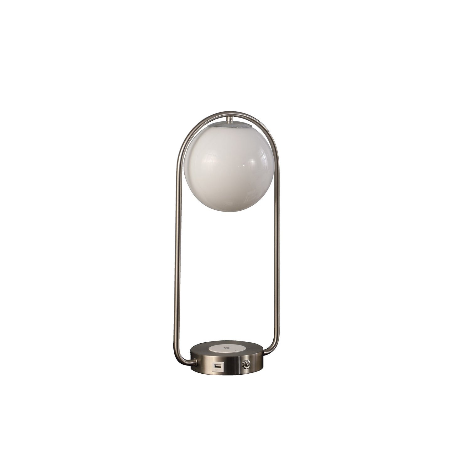 19" Silver Clip Globe USB Table Lamp - Homeroots - Flyclothing LLC