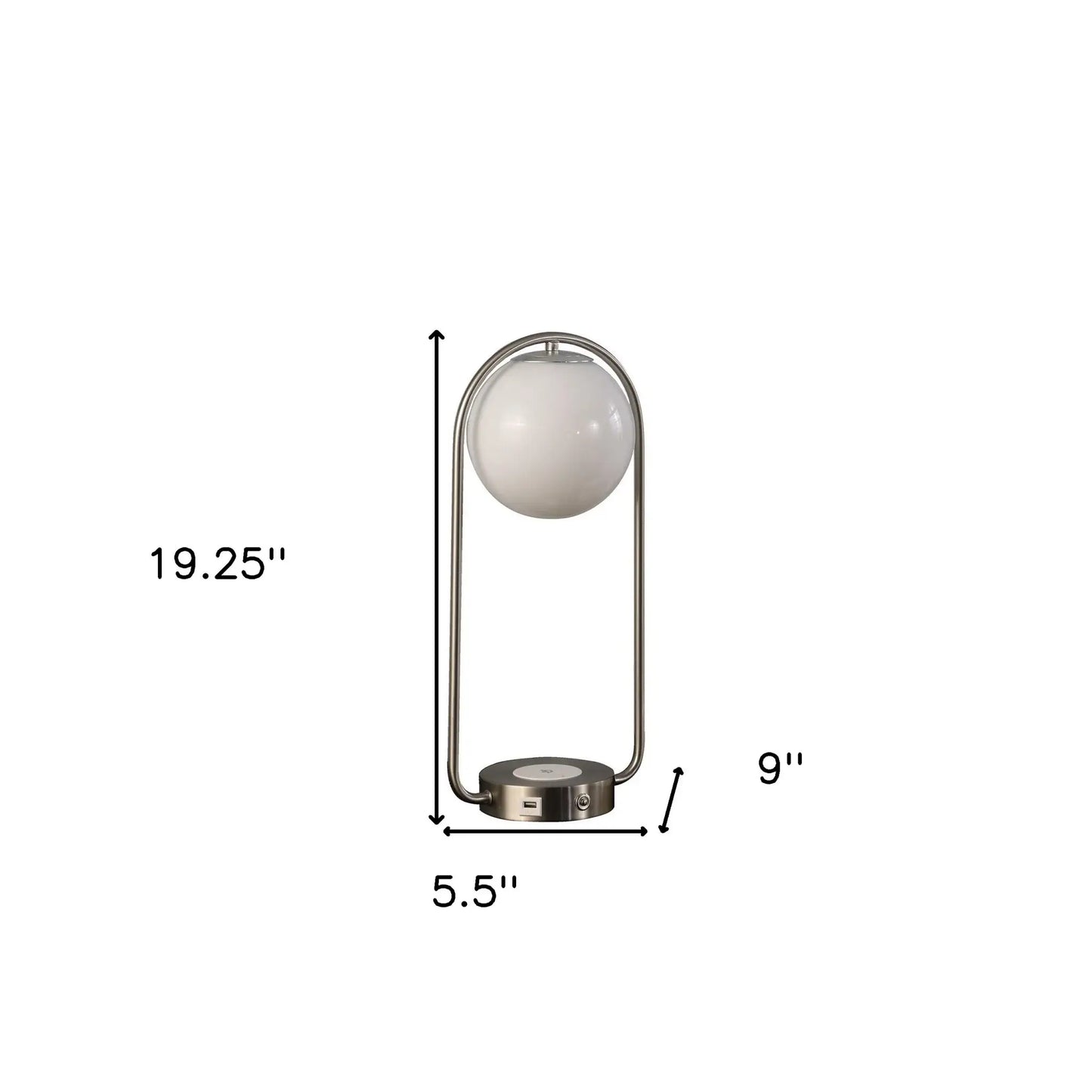 19" Silver Clip Globe USB Table Lamp - Homeroots - Flyclothing LLC