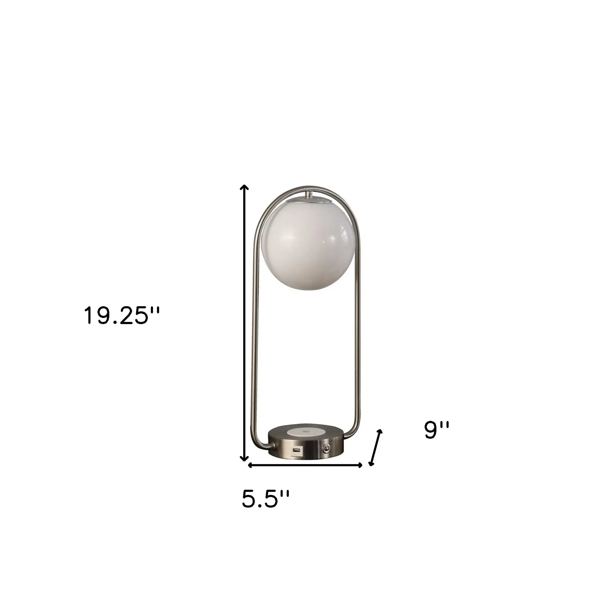 19" Silver Clip Globe USB Table Lamp - Homeroots - Flyclothing LLC