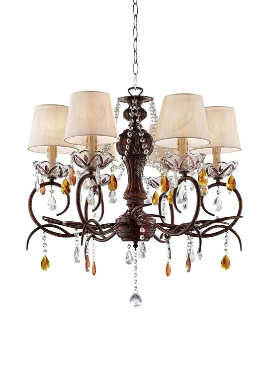 Burnished Bronze Hanging Ceiling Lamp with Clear and Amber Crystals - Homeroots - Flyclothing LLC