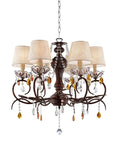 Burnished Bronze Hanging Ceiling Lamp with Clear and Amber Crystals - Homeroots